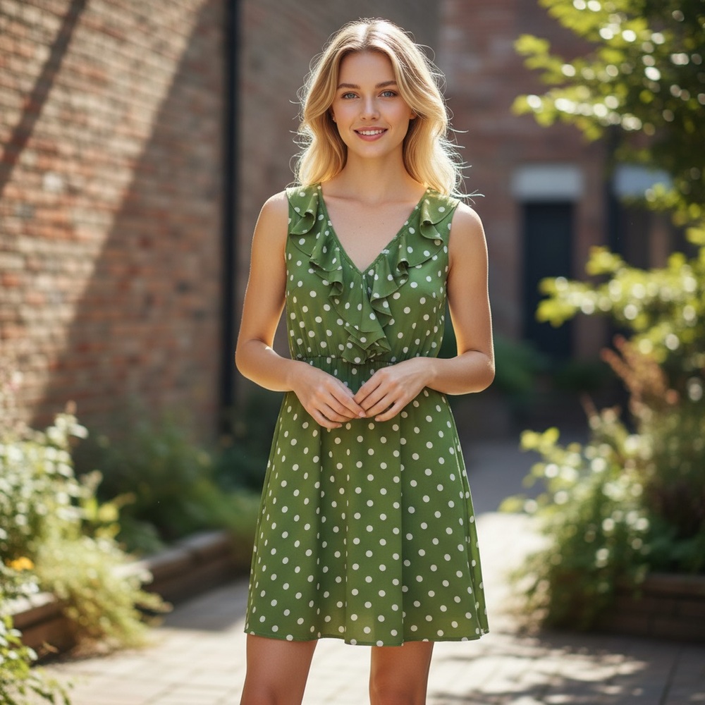 Ann Taylor Silk Midi Dress Womens 6 Green Ruffle Sleeveless Empire Waist Y2K 90s